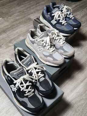 Lot of New Balance 992  - Grey , Black, and Navy Size 13